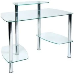 Glacier Glass Computer Desk 7 Glacier Glass Computer Desk -Office Comfort 000776