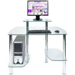 Glacier Glass Computer Desk 6 Glacier Glass Computer Desk -Office Comfort 032166
