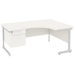 NEXT DAY Vogue White Ergonomic Cantilever Desks With Single Fixed Pedestal 8 NEXT DAY Vogue White Ergonomic Cantilever Desks With Single Fixed Pedestal -Office Comfort 093643