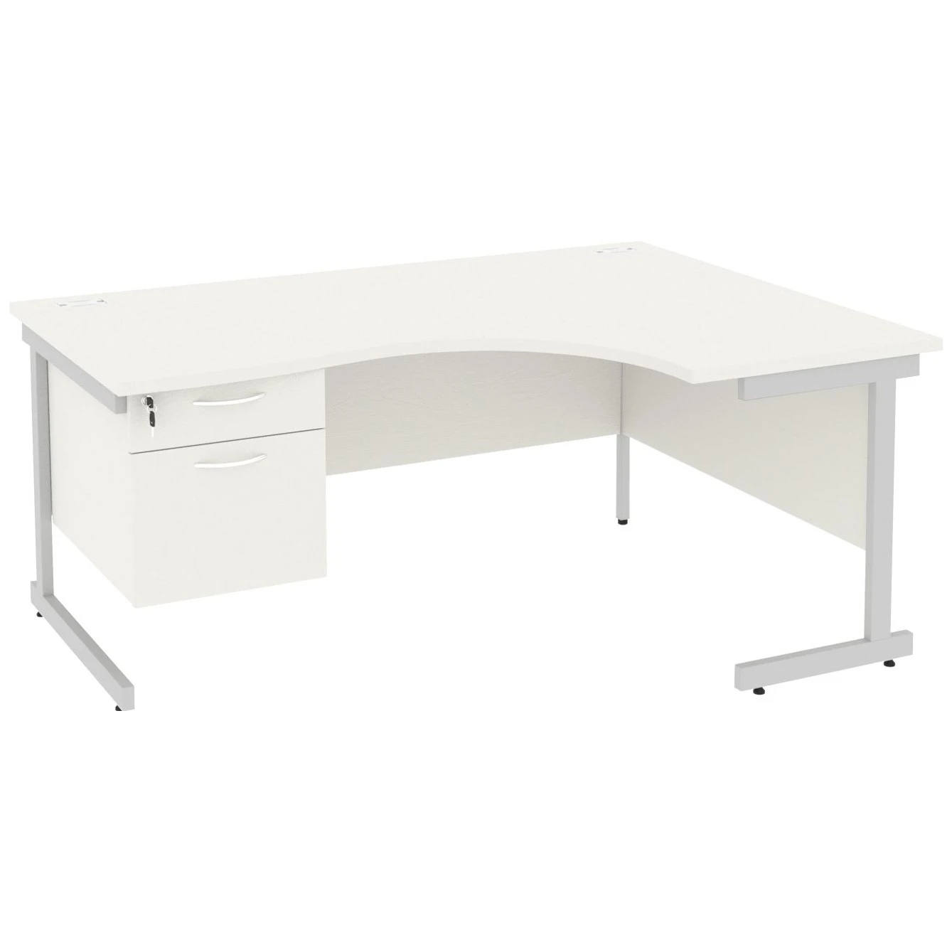 NEXT DAY Vogue White Ergonomic Cantilever Desks With Single Fixed Pedestal 5 NEXT DAY Vogue White Ergonomic Cantilever Desks With Single Fixed Pedestal - Image 3