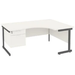 NEXT DAY Vogue White Ergonomic Cantilever Desks With Single Fixed Pedestal 7 NEXT DAY Vogue White Ergonomic Cantilever Desks With Single Fixed Pedestal -Office Comfort 093644