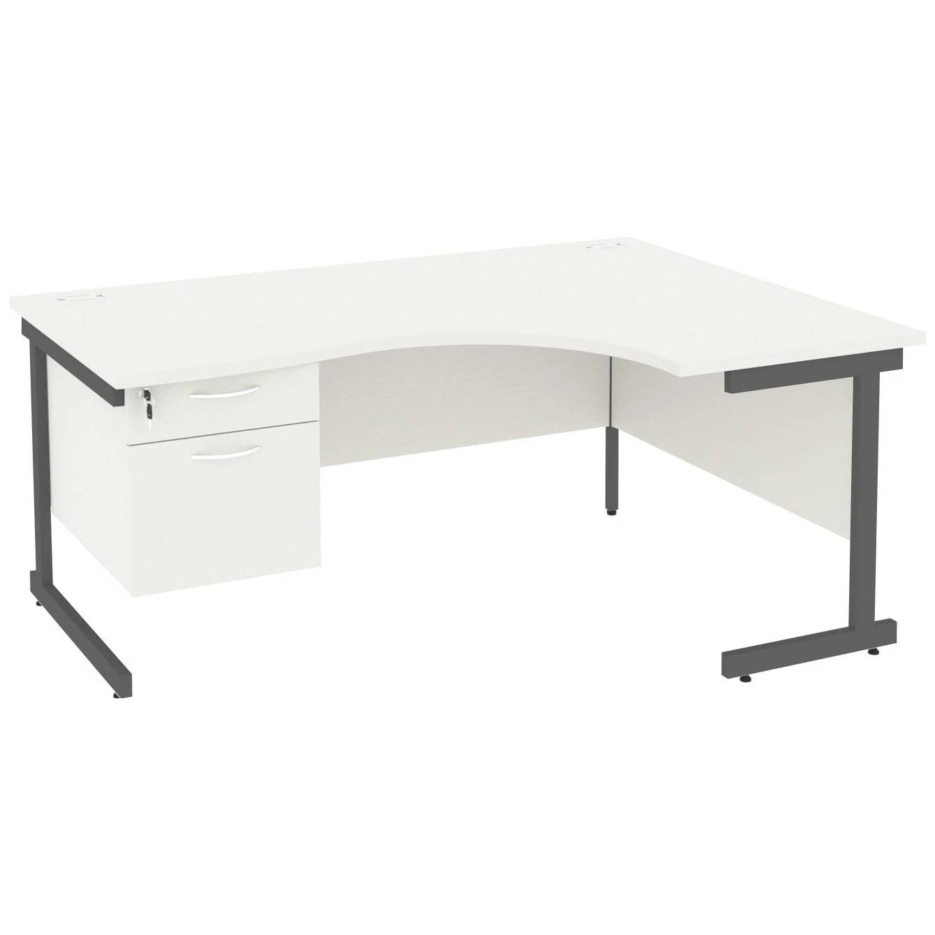NEXT DAY Vogue White Ergonomic Cantilever Desks With Single Fixed Pedestal 4 NEXT DAY Vogue White Ergonomic Cantilever Desks With Single Fixed Pedestal - Image 2