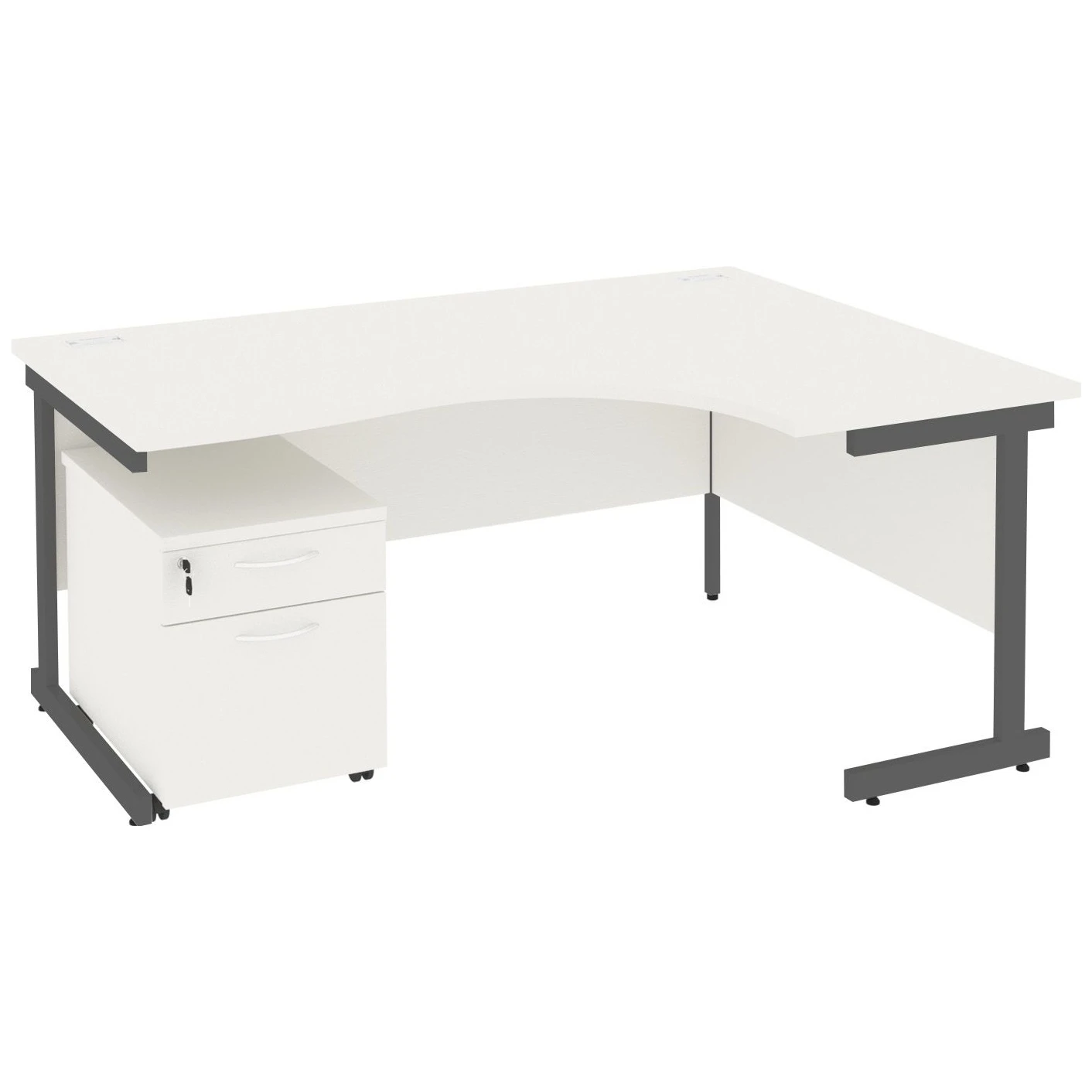 NEXT DAY Vogue White Ergonomic Cantilever Desks With Mobile Pedestal 4 NEXT DAY Vogue White Ergonomic Cantilever Desks With Mobile Pedestal - Image 2