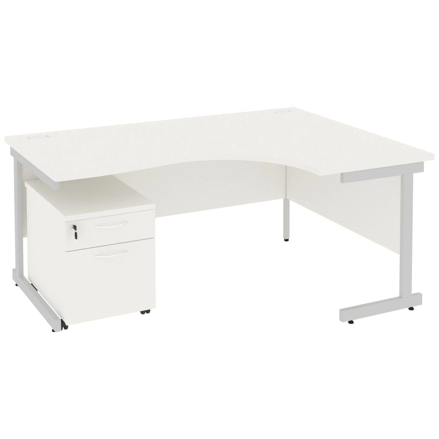 NEXT DAY Vogue White Ergonomic Cantilever Desks With Mobile Pedestal 5 NEXT DAY Vogue White Ergonomic Cantilever Desks With Mobile Pedestal - Image 3