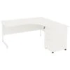NEXT DAY Vogue White Ergonomic Cantilever Desks With Desk High Pedestal -Office Comfort 093947