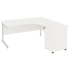 NEXT DAY Vogue White Ergonomic Cantilever Desks With Desk High Pedestal 8 NEXT DAY Vogue White Ergonomic Cantilever Desks With Desk High Pedestal -Office Comfort 093948