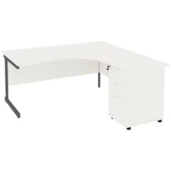 NEXT DAY Vogue White Ergonomic Cantilever Desks With Desk High Pedestal 7 NEXT DAY Vogue White Ergonomic Cantilever Desks With Desk High Pedestal -Office Comfort 093949