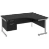 NEXT DAY Eclipse Black Ergonomic Cantilever Desks With Single Fixed Pedestal -Office Comfort 097152