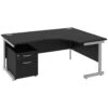 NEXT DAY Eclipse Black Ergonomic Cantilever Desks With Mobile Pedestal -Office Comfort 097154