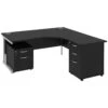 NEXT DAY Eclipse Black Ergonomic Cantilever Desks With Desk High & Mobile Pedestal -Office Comfort 097233