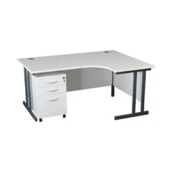 Karbon K3 Ergonomic Deluxe Cantilever Desk With Tall Under Desk Mobile Pedestal -Office Comfort 100267