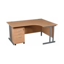 Karbon K3 Ergonomic Deluxe Cantilever Desk With Tall Under Desk Mobile Pedestal -Office Comfort 100270
