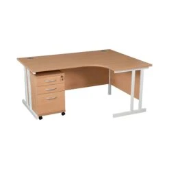 Karbon K3 Ergonomic Deluxe Cantilever Desk With Tall Under Desk Mobile Pedestal -Office Comfort 100272
